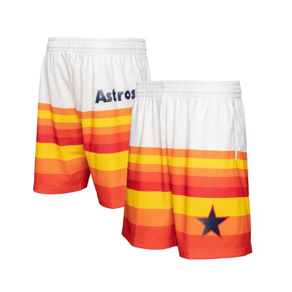 NWT! Mitchell & Ness Houston Astros Team ID Mesh Shorts - Size Large (MSRP $85) - Picture 1 of 9